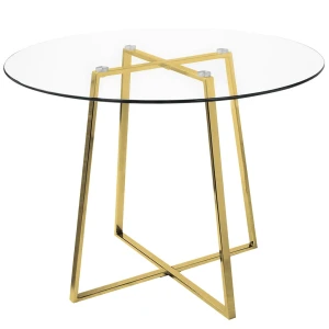 King Home Stół CARAT GLASS 100 - szkło, złota podstawa