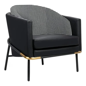 King Home Fotel GUBI czarny PU / pepitka