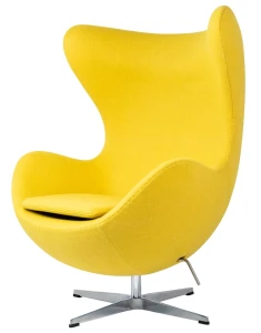 King Home Fotel EGG CLASSIC musztardowy.21 - wełna, podstawa aluminiowa