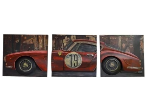 King Home Obraz 3D FERRARI 3-częściowy tryptyk