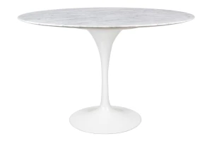 King Home Stół TULIP MARBLE 120 CARRARA biały - blat okrągły marmurowy, metal