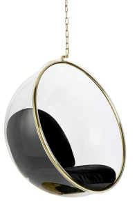 King Home Fotel wiszący BUBBLE GOLD VELVET poduszka czarna
