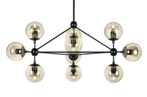 King Home Lampa wisząca PLANETARIO 10 czarna - klosze bursztynowe