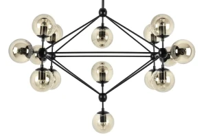 King Home Lampa wisząca PLANETARIO 15 czarna - klosze bursztynowe