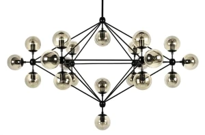 King Home Lampa wisząca PLANETARIO 21 czarna - klosze bursztynowe