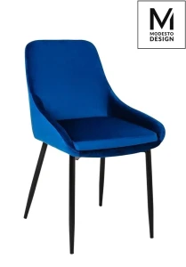 Modesto Design krzesło CLOVER ciemny niebieski - welur, metal