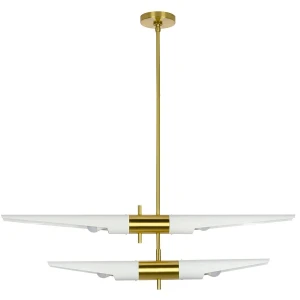 King Home Lampa wisząca APOLLO 2 biała - szczotkowane złoto