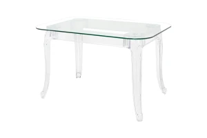 King Home Stół KING 120 transparentny - poliwęglan, szkło hartowane