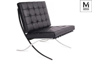 Modesto Design fotel BARCELON czarny - ekoskóra, stal polerowana
