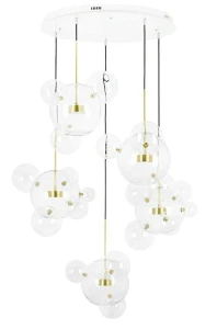 King Home Lampa wisząca CAPRI DISC 5 złota - 300 LED, aluminium, szkło