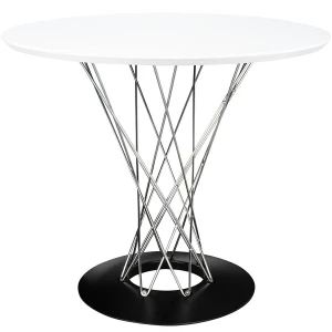 King Home Stół TWIST 100 biały - MDF, chrom