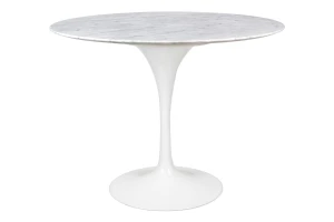 King Home Stół TULIP MARBLE 100 CARRARA biały - blat okrągły marmurowy, metal