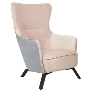 King Home Fotel VIGO VELVET jasny szary, welur beżowy - podstawa czarna