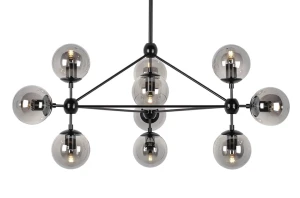 King Home Lampa wisząca PLANETARIO 10 czarna - klosze dymione