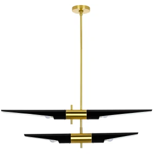 King Home Lampa wisząca APOLLO 2 czarna - szczotkowane złoto