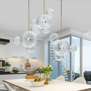 King Home Lampa wisząca CAPRI LINE 3 złota - 180 LED, aluminium, szkło