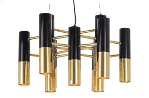 King Home Lampa wisząca LUNETTE czarno-złota - metal