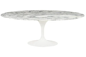 King Home Stół TULIP ELLIPSE MARBLE ARABESCATO  - biały - blat owalny marmurowy, metal