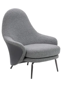 King Home Fotel LOBBY TEDDY szary - stal nierdzewna, czarny opal