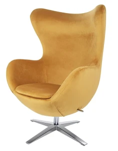 King Home Fotel EGG SZEROKI VELVET musztardowy