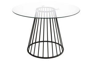 King Home Stół GLAM GLASS 110 - szkło, czarna podstawa