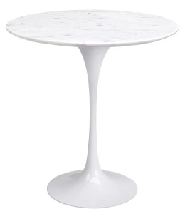 King Home Stolik TULIP MARBLE CARRARA MINI biały - blat okrągły marmurowy, metal