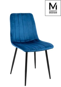 Modesto Design krzesło LARA ciemny niebieski - welur, metal