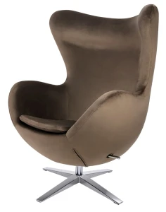 King Home Fotel EGG SZEROKI VELVET ciemny brąz.81 - welur, podstawa stal