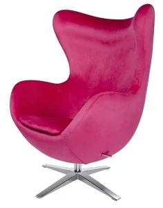 King Home Fotel EGG SZEROKI VELVET fuksja.33 - welur, podstawa stal