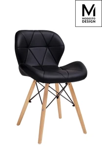 Modesto Design krzesło KLIPP czarne - ekoskóra, podstawa bukowa