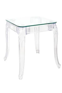 King Home Stół KING 60 transparentny - poliwęglan, szkło hartowane