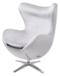 King Home Fotel EGG SZEROKI VELVET jasny szary.37 - welur, podstawa stal
