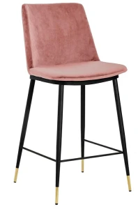 King Home Hoker DIEGO 65 brudny róż - welur, podstawa czarno złota