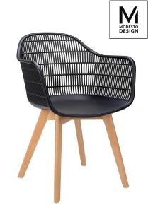Modesto Design krzesło BASKET ARM WOOD czarne - polipropylen, nogi jesionowe