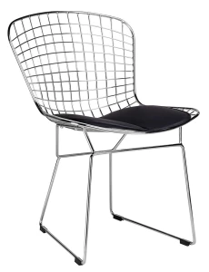 King Home Krzesło NET SOFT chrom - czarna poduszka, metal