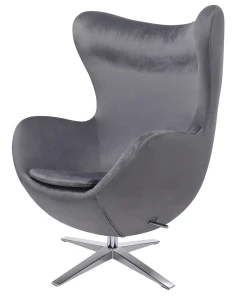 King Home Fotel EGG SZEROKI VELVET ciemny szary. 40 - welur, podstawa stal
