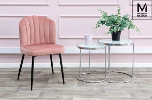 Modesto Design krzesło RANGO różowe - welur, metal