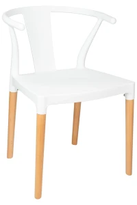 King Home Krzesło WISHBONE PP białe - polipropylen, drewno