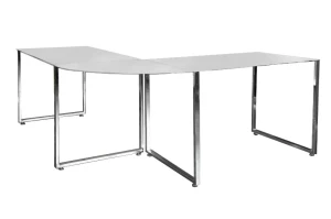 INVICTA biurko narożne BIG DEAL białe - szkło, metal chromowany