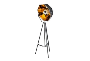INVICTA lampa podłogowa STUDIO czarno-złota - tkanina, podstawa metalowa