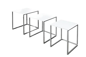 INVICTA zestaw stolików NEW ELEMENTS - białe, podstawa chromowana